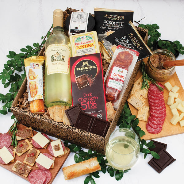 Italian White Wine & Antipasto Gift Box